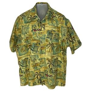 Pierre Cardin Cool Cats Hawaiian Aloha Luau Shirt Size XL Hipster Rhumba Dance